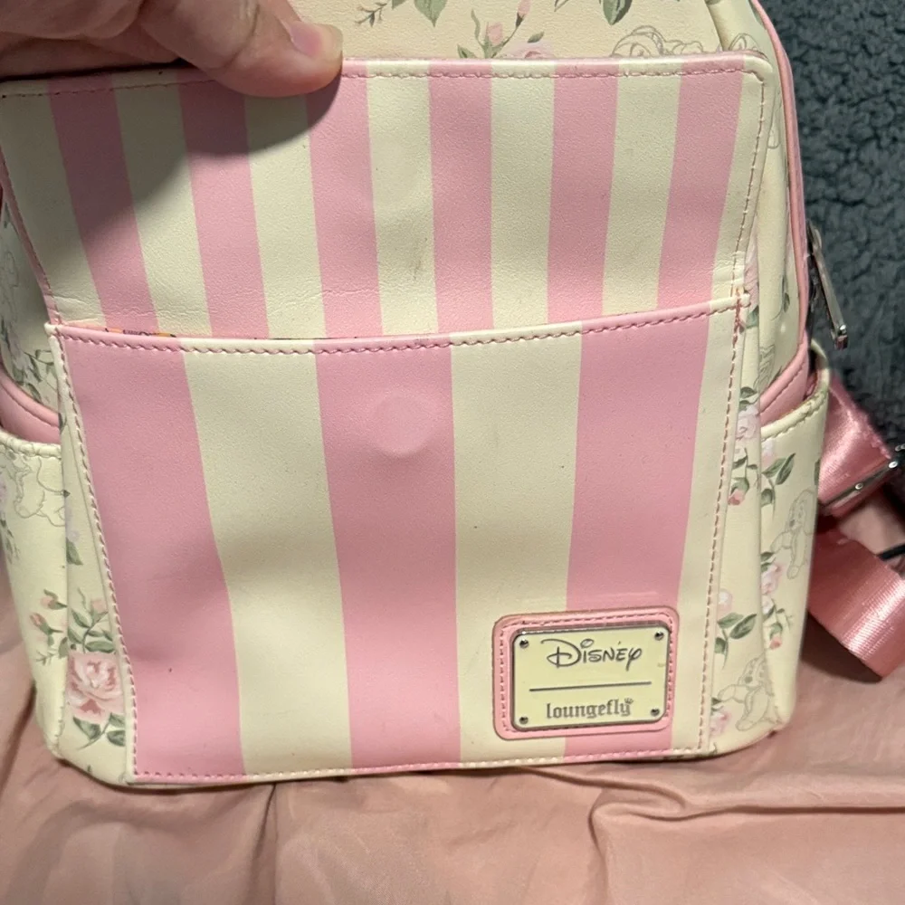 Loungefly Pink Floral Lady and the Tramp Mini Backpack - Picture 4 of 7